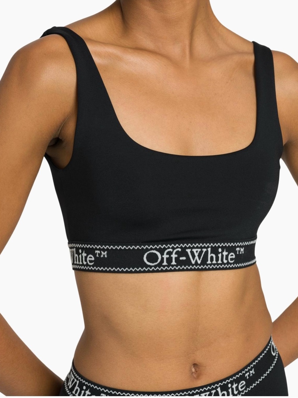 NEW Off-White Black Branded Elastic Scoop Sports Bra
